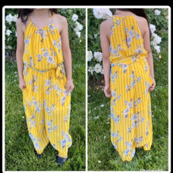 My Michelle Other - MY MICHELLE GIRLS Yellow Floral Pantsuit Size Med